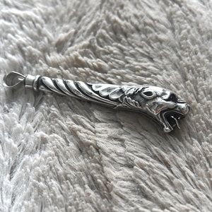 Antique English pendant. Sterling silver panther pendant. Custom piece.